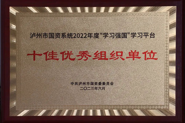 公司獲評市國資系統(tǒng)2022年度“學習強國”學習平臺“十佳優(yōu)秀組織單位”